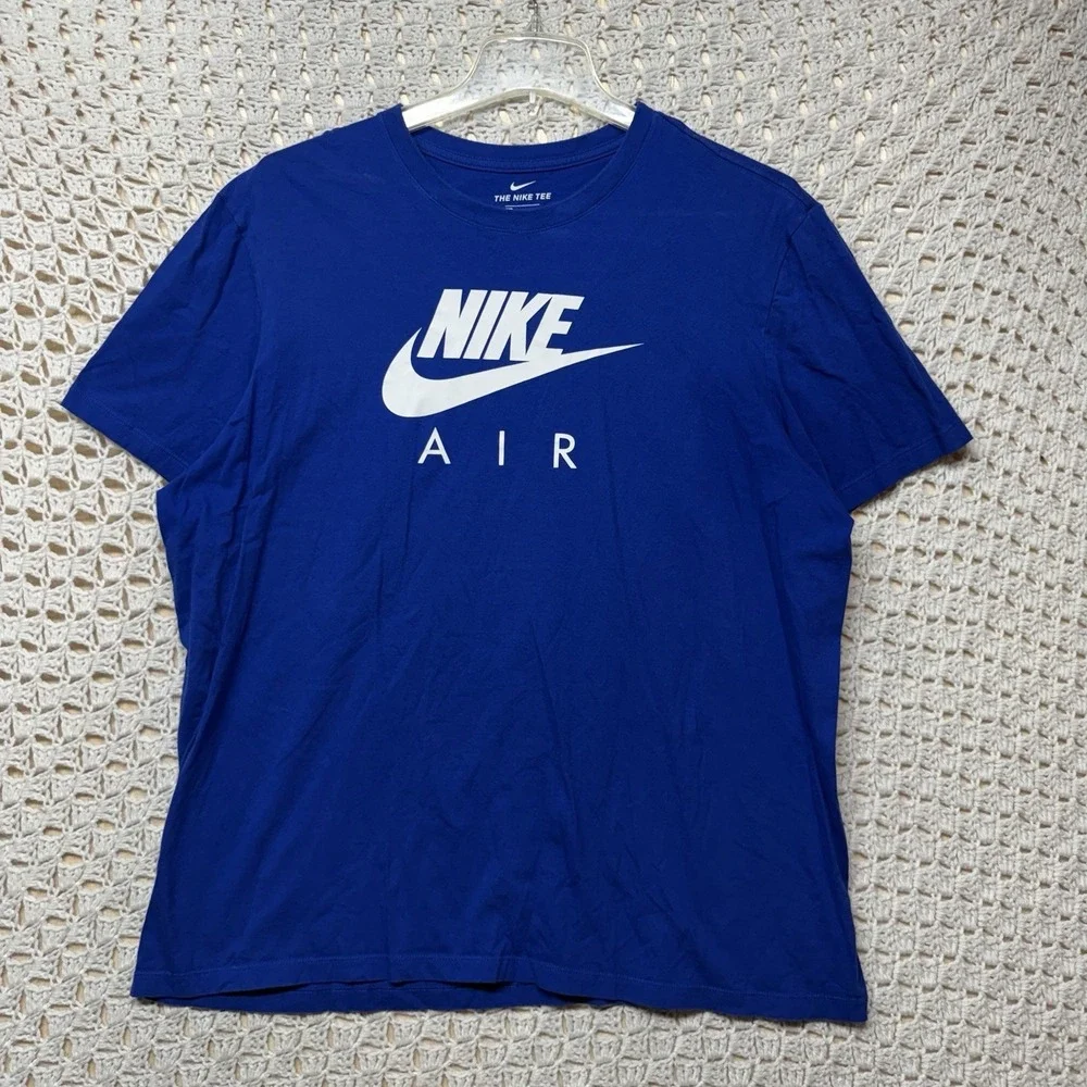 Nike Shirt Mens 2XL Blue Graphic Retro Swoosh Air Sports Outdoor 100%Cotton